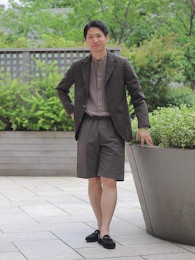 「FERRANTE（フェランテ）のアイテム（スリッポン）」を使った、木原 大輔さん（メンズ・178cm）の春コーディネート