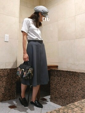 may_shionさんの「WOMEN ミラノリブカットソーミディスカート」を使ったコーディネート