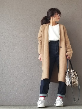 「ハイウエストストレートジーンズ」｜may_shionさん（レディース・155cm）の冬コーディネート