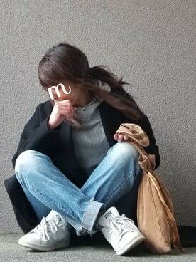 「titivate（ティティベイト）のアイテム（パーカー）」を使った、may_shionさん（レディース・155cm）の冬コーディネート