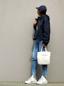 「GU（ジーユー）のアイテム（キャップ）」を使った、may_shionさん（レディース・155cm）の春コーディネート