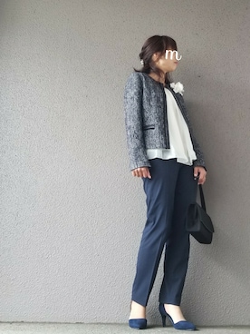 「COMME CA ISM（コムサイズム）のアイテム（ノーカラージャケット）」を使った、may_shionさん（レディース・155cm）の春コーディネート
