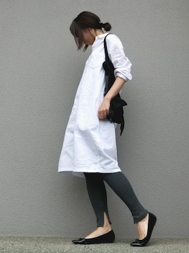 「スリット」｜「アイテム（シャツワンピース）」を使った、may_shionさん（レディース・155cm）の秋コーディネート