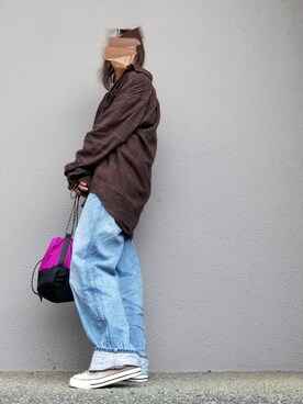 「グレンチェック」｜「アイテム（スリッポン）」を使った、may_shionさん（レディース・155cm）の秋コーディネート