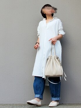 「おうちスタイル」｜「アイテム（シャツワンピース）」を使った、may_shionさん（レディース・155cm）の春コーディネート