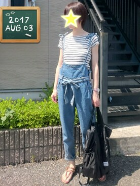 「Daniel Wellington（ダニエルウェリントン）の【Daniel Wellington】レザーバンド３６ＭＭ（アナログ腕時計）」を使った、shi_ho...さん（レディース・166cm）の夏コーディネート