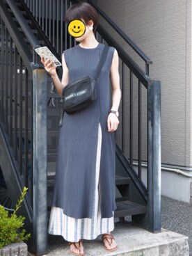 「Daniel Wellington（ダニエルウェリントン）の【Daniel Wellington】レザーバンド３６ＭＭ（アナログ腕時計）」を使った、shi_ho...さん（レディース・166cm）の夏コーディネート