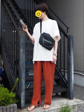 「Daniel Wellington（ダニエルウェリントン）の【Daniel Wellington】レザーバンド３６ＭＭ（アナログ腕時計）」を使った、shi_ho...さん（レディース・166cm）の夏コーディネート