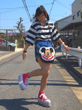 「Keith Haring（キース・ヘリング）のアイテム（腕時計）」を使った、sudamaka（すだまかちゃん）さん（レディース・150cm）の春コーディネート