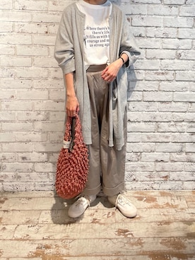 「PUAL CE CIN（ピュアルセシン）の【odds】SPIKY　BAG／バッグ（エコバッグ/サブバッグ）」を使った、サカグチさん（レディース・160cm）の春コーディネート