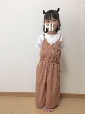 「apres les cours（アプレレクール）のアイテム（サロペット/オーバーオール）」を使った、hinananazenさん（キッズ・100cm）の春コーディネート