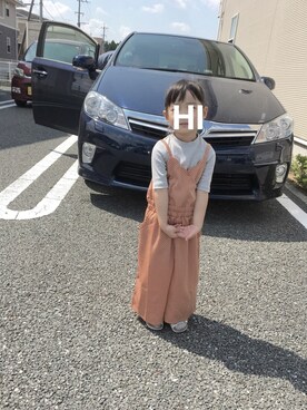 「apres les cours（アプレレクール）のアイテム（サロペット/オーバーオール）」を使った、hinananazenさん（キッズ・100cm）の春コーディネート