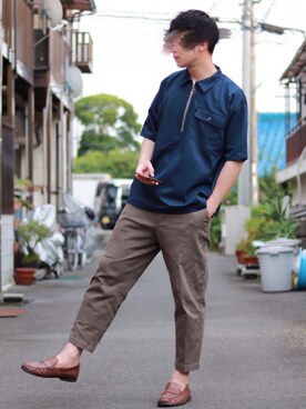 「GU（ジーユー）の（GU）ワイドアンクルパンツＡ（WOMEN ⁄ ガウチョパンツ・ワイドパンツ）」を使った、えがさん（メンズ・183cm）の夏コーディネート