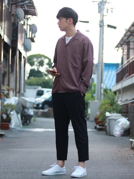 Gu コットンテーパードアンクルパンツａを使ったメンズ人気ファッションコーディネート Wear