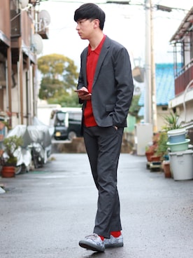 「UNIQLO（ユニクロ）の50色ソックス（消臭機能付き）（ソックス/靴下）」を使った、えがさん（メンズ・183cm）の冬コーディネート