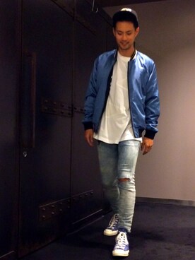 「DIESEL（ディーゼル）のアイテム（MA-1）」を使った、MaSaさん（メンズ・178cm）の夏コーディネート
