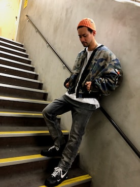「DIESEL（ディーゼル）のアイテム（MA-1）」を使った、MaSaさん（メンズ・178cm）の春コーディネート