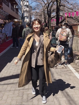 「NANO universe（ナノユニバース）のアイテム（トレンチコート）」を使った、kumaa:)さん（レディース・168cm）の春コーディネート