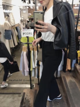 「NANO universe（ナノユニバース）のアイテム（ライダースジャケット）」を使った、kumaa:)さん（レディース・168cm）の春コーディネート
