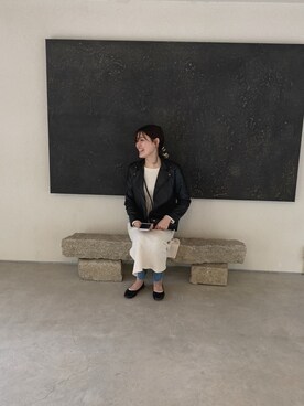 「NANO universe（ナノユニバース）のアイテム（ライダースジャケット）」を使った、kumaa:)さん（レディース・168cm）の春コーディネート