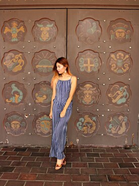 「stripes」｜「アイテム（オールインワン・サロペット）」を使った、Chloe  and Cindy さん（レディース・160cm）の秋コーディネート