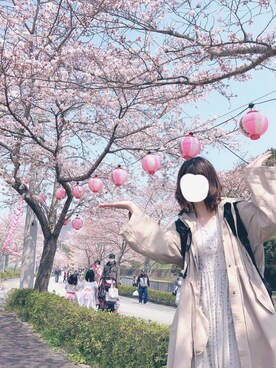 「花見」｜「アイテム（ワンピース）」を使った、こたろさん（レディース・165cm）の春コーディネート
