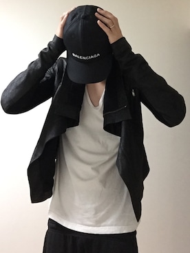 「Rick Owens（リックオウエンス）のアイテム（ライダースジャケット）」を使った、yagishitaさん（メンズ・184cm）の夏コーディネート