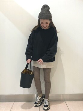 「ticog（ティコグ）のアイテム（パンツ）」を使った、maopuさん（レディース・157cm）の冬コーディネート