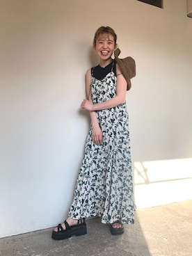 「ジーナシス」｜「アイテム（ワンピース）」を使った、maopuさん（レディース・157cm）の春コーディネート