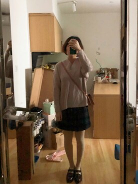 「1のアイテム（ローファー、レッド系）」を使った、micooさん（レディース・161cm）の春コーディネート
