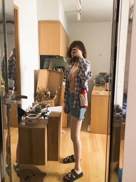「NIKE（ナイキ）のアイテム（スリッポン、ブラック系）」を使った、micooさん（レディース・161cm）の夏コーディネート