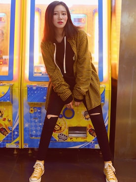 「CLOT（クロット）のアイテム（トップス）」を使った、港岛妹妹さん（レディース・165cm）の春コーディネート