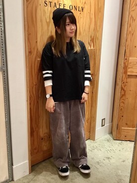 「coenスタッフスタイリング」｜「アイテム（ニットキャップ/ビーニー）」を使った、coen  ヨシダさん（レディース・153cm）の秋コーディネート