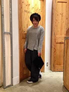 「coenスタッフスタイリング」｜「アイテム（ハンチング/ベレー帽）」を使った、coen  ヨシダさん（レディース・153cm）の冬コーディネート