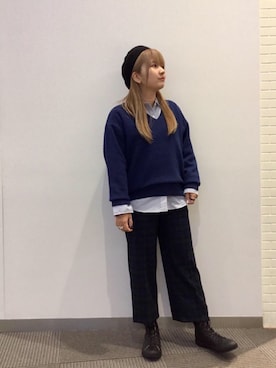 「coenスタッフスタイリング」｜「アイテム（ハンチング/ベレー帽）」を使った、coen  ヨシダさん（レディース・153cm）の秋コーディネート