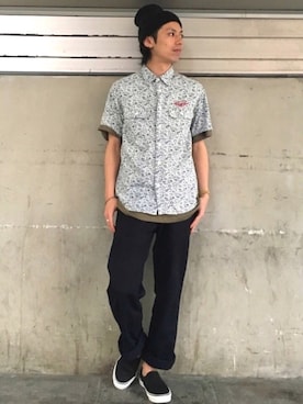 「仙台」｜「アイテム（スリッポン）」を使った、クマガイさん（メンズ・172cm）の春コーディネート