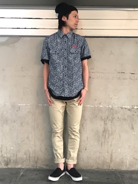 「仙台」｜「アイテム（スリッポン）」を使った、クマガイさん（メンズ・172cm）の夏コーディネート