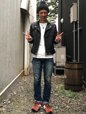 「TYPE BLUE（タイプブルー）のアイテム（デニムパンツ）」を使った、クマガイさん（メンズ・172cm）の秋コーディネート