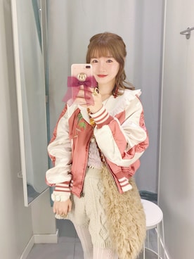 「Another Edition（アナザーエディション）のアイテム（スタジャン）」を使った、MioNidoさん（レディース・155cm）の冬コーディネート
