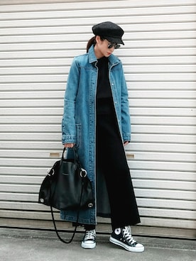 「Ameri（アメリ）のアイテム（デニムジャケット）」を使った、sashaさん（レディース・157cm）の春コーディネート