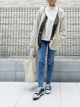「cepo（セポ）のアイテム（ブルゾン）」を使った、sashaさん（レディース・157cm）の冬コーディネート