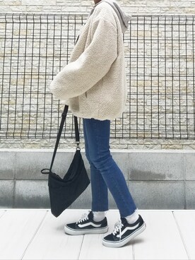 「cepo（セポ）のアイテム（ブルゾン）」を使った、sashaさん（レディース・157cm）の冬コーディネート
