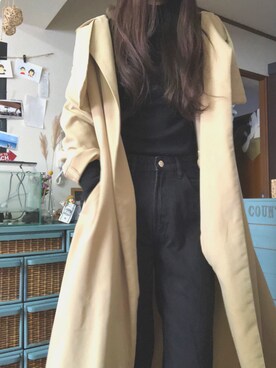 「ロングヘア」｜「アイテム（トレンチコート）」を使った、ありんこさん（レディース・165cm）の秋コーディネート