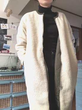 「ブラック×ホワイト」｜「アイテム（その他アウター）」を使った、ありんこさん（レディース・165cm）の冬コーディネート