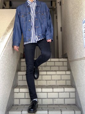 「nano・universe」｜「アイテム（デニムジャケット）」を使った、ともきさん（メンズ・171cm）の春コーディネート