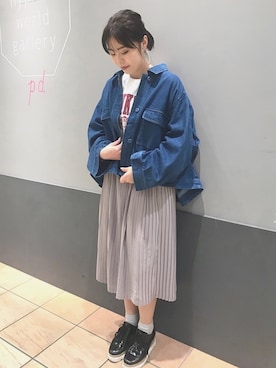 「ジージャン」｜「アイテム（その他アウター）」を使った、nさん（レディース・160cm）の春コーディネート