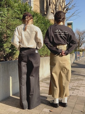 「Lee（リー）のアイテム（その他パンツ）」を使った、nさん（レディース・160cm）の冬コーディネート