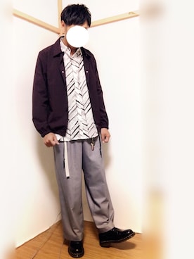 「HARE」｜「アイテム（ナイロンジャケット）」を使った、ぴーひでさん（メンズ・177cm）の秋コーディネート