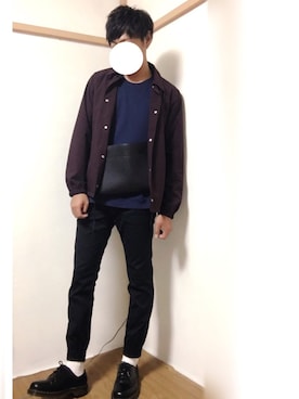 「白ソックス」｜「アイテム（ナイロンジャケット）」を使った、ぴーひでさん（メンズ・177cm）の秋コーディネート