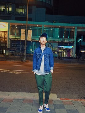 「SPAO（スパオ）のアイテム（ジャケット/アウター）」を使った、Brandsonさん（メンズ・177cm）の春コーディネート
